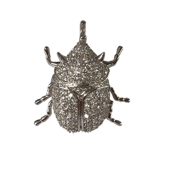 Anthropologie Jewelry - Anthropologie Oversized Sparkling Silver Beetle Scarab Ring Rhinestones …